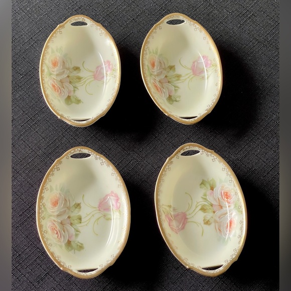 Moschendorf Bavaria Nut Dish Set Handpainted Vintage Dishes Roses 5-piece - Picture 7 of 8